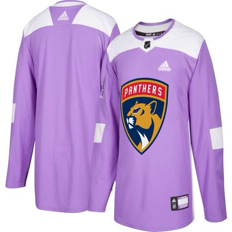 Men's Customized Florida Panthers Purple Adidas Hockey Fights Cancer Practice Jersey